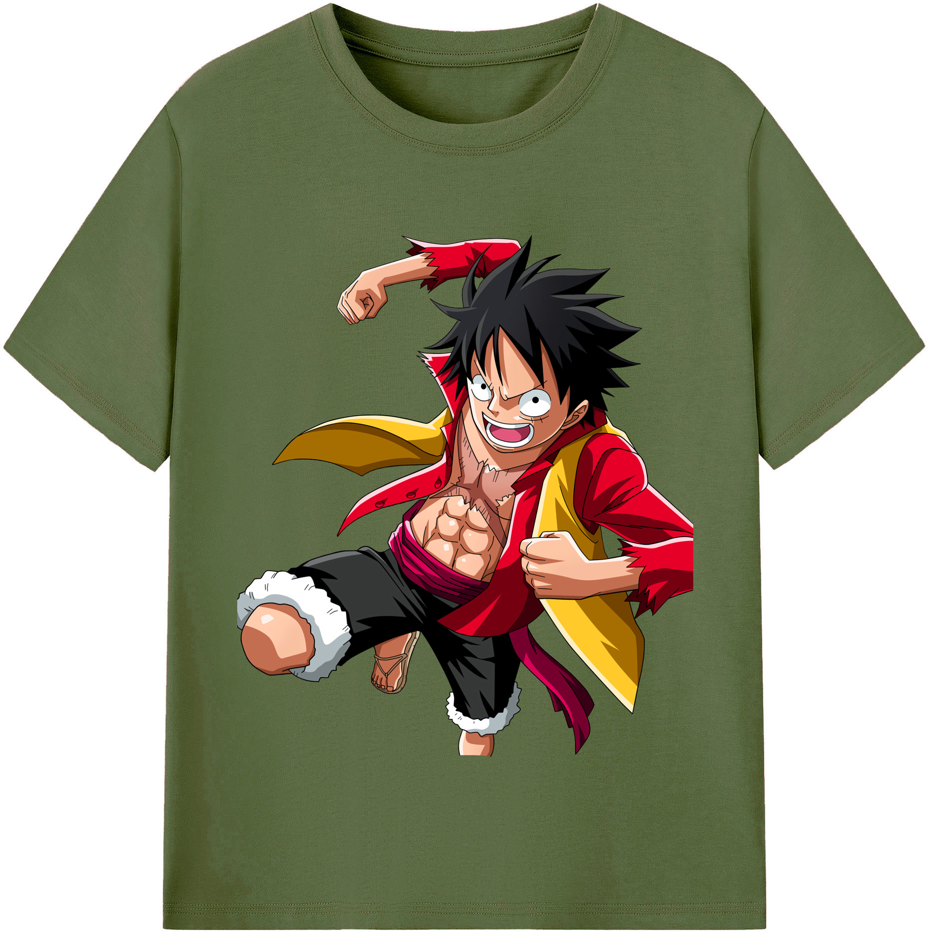 ワンピース モンキー・D・ルフィ ONE PIECE Monkey D. Luffy 綿100％半袖Tシャツ（フロントプリント）